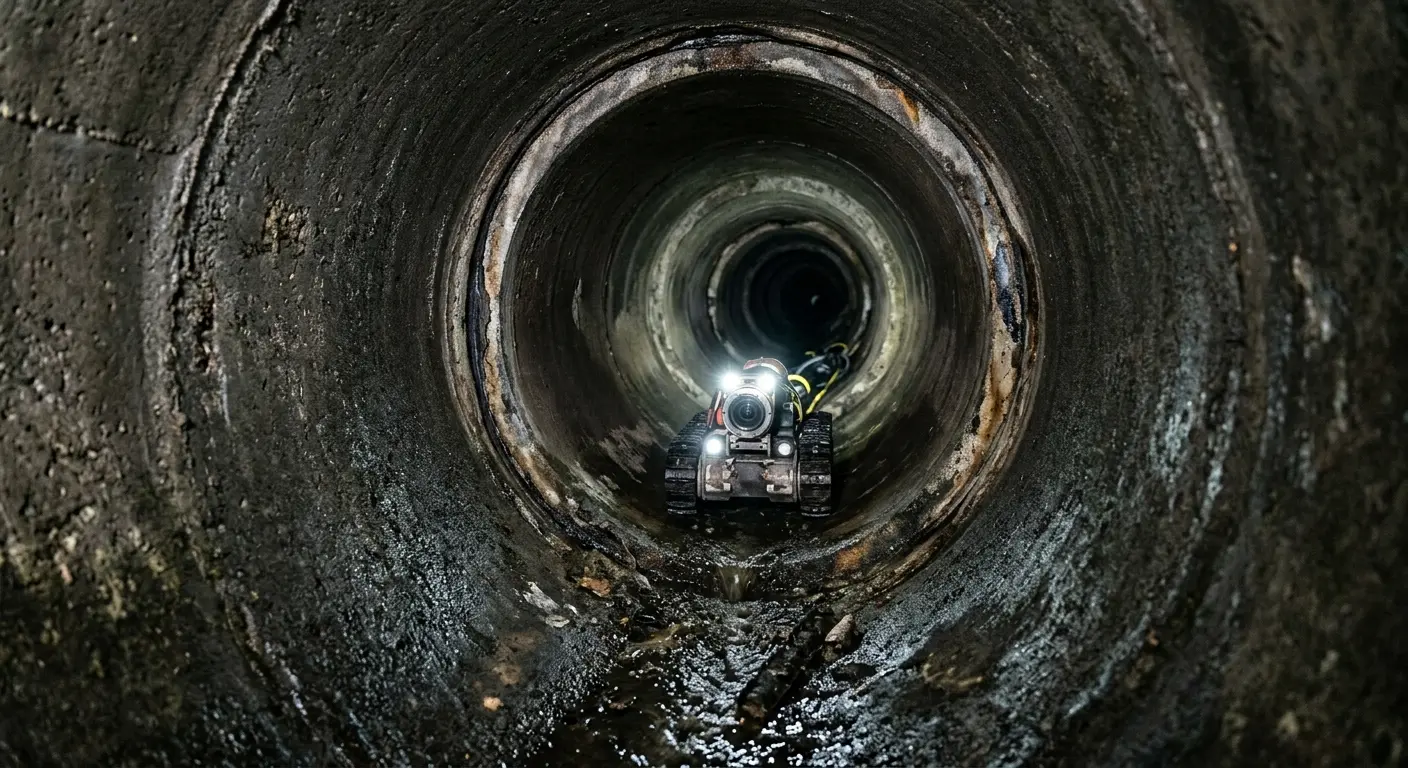 Robotic sewer camera inspecting pipe interior for Sewer Line Repair in East Brandywine